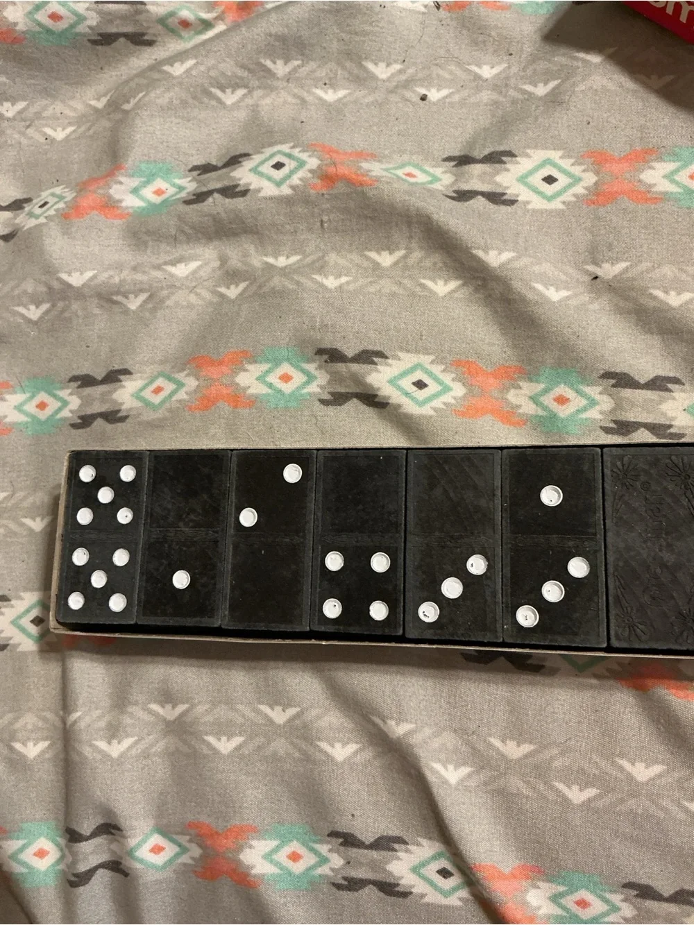 1983 Pressman Classic Double Six Wooden Dominoes Set - Red & Blue Box